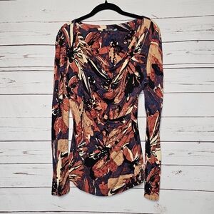 NIC+ZOE Draped Cowl Neck Floral Top